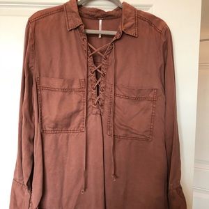 LIKE NEW Free People Rust Tie Up Shirt